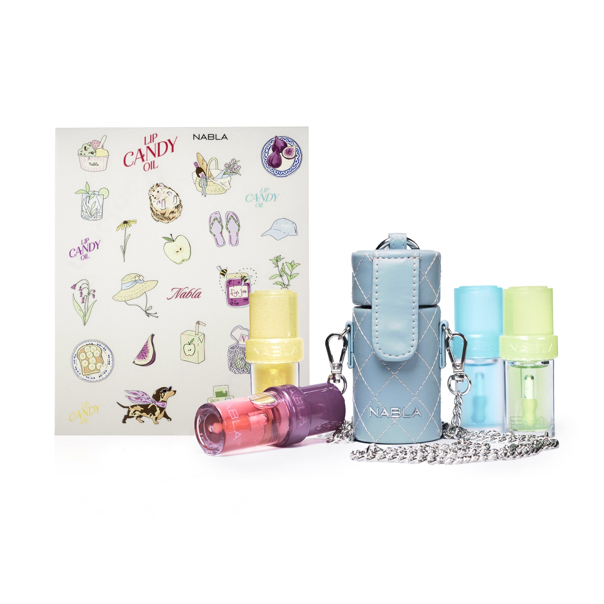 nabla-cosmetics-fruity-summer-lip-candy-oil-set-set-4-oli-labbra-sticker-e-chain image 1