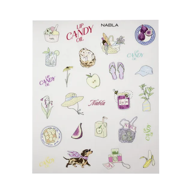nabla-cosmetics-fruity-summer-sticker-sheet-adesivi-lip-candy-oil-14x17-cm image 1